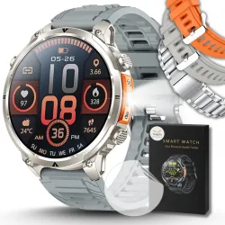 Smartwatch Zegarek Męski Angelo MK100 srebrny Wodoodporny Rozmowy Menu PL Sport Gps Watch Ipx8
